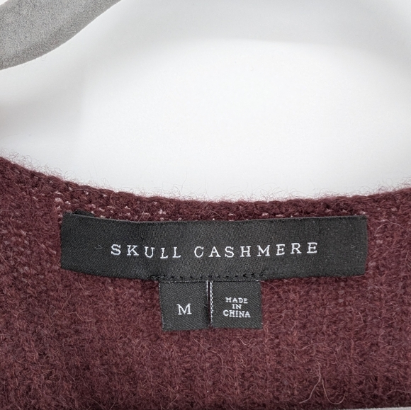 Skull Cashmere Boxy Cropped Cashmere Sweater Burgundy SOFT - Picture 4 of 5